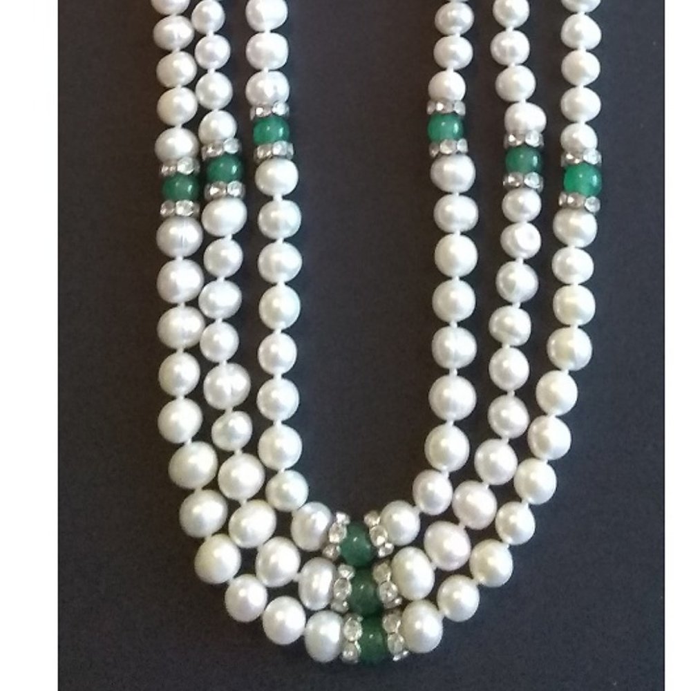 Faux Pearl and Jade Necklace